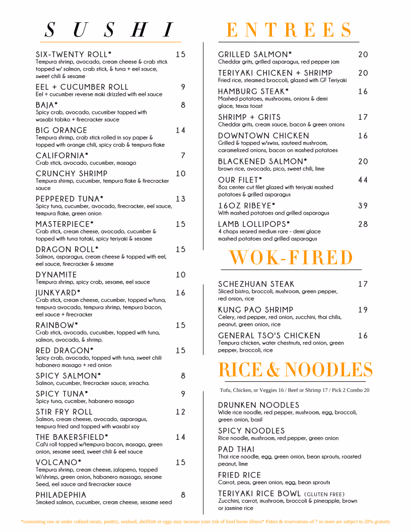 620 State Restaurant | Sushi + Asian + American + Cocktail Bar | Bristol, TN