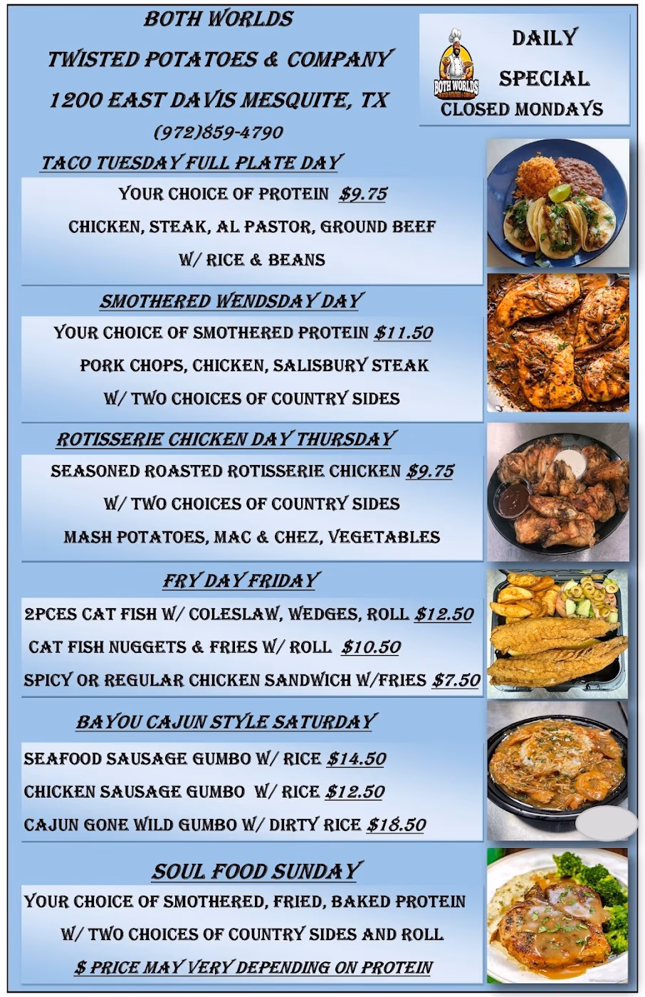 Both Worlds Twisted Potatoes & Company restaurant /Food truck catering service food truck