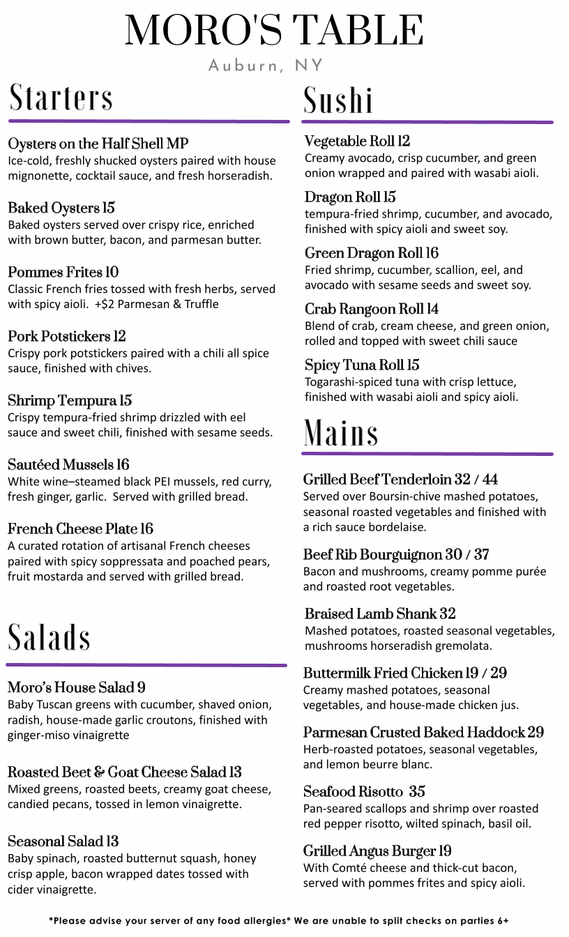 Moro's Table