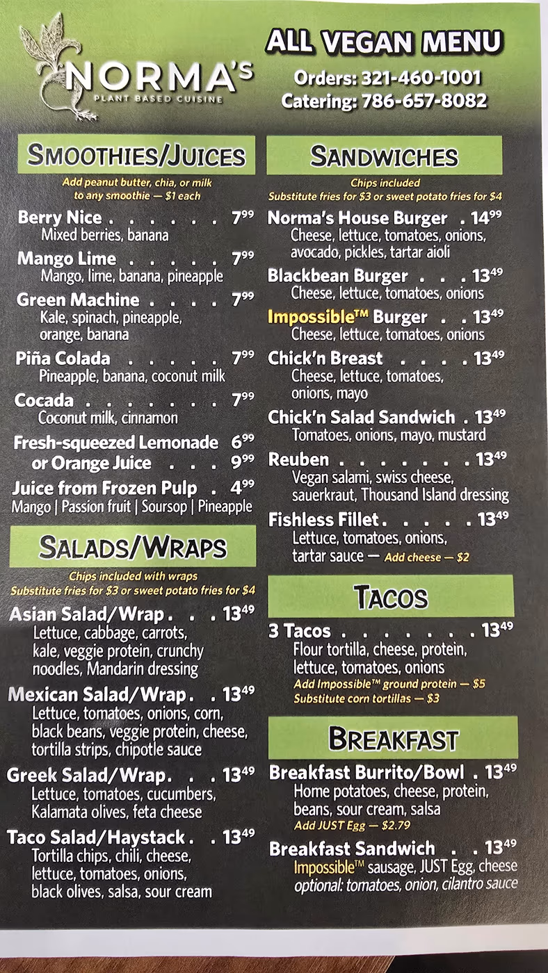 Norma's plant based cuisine