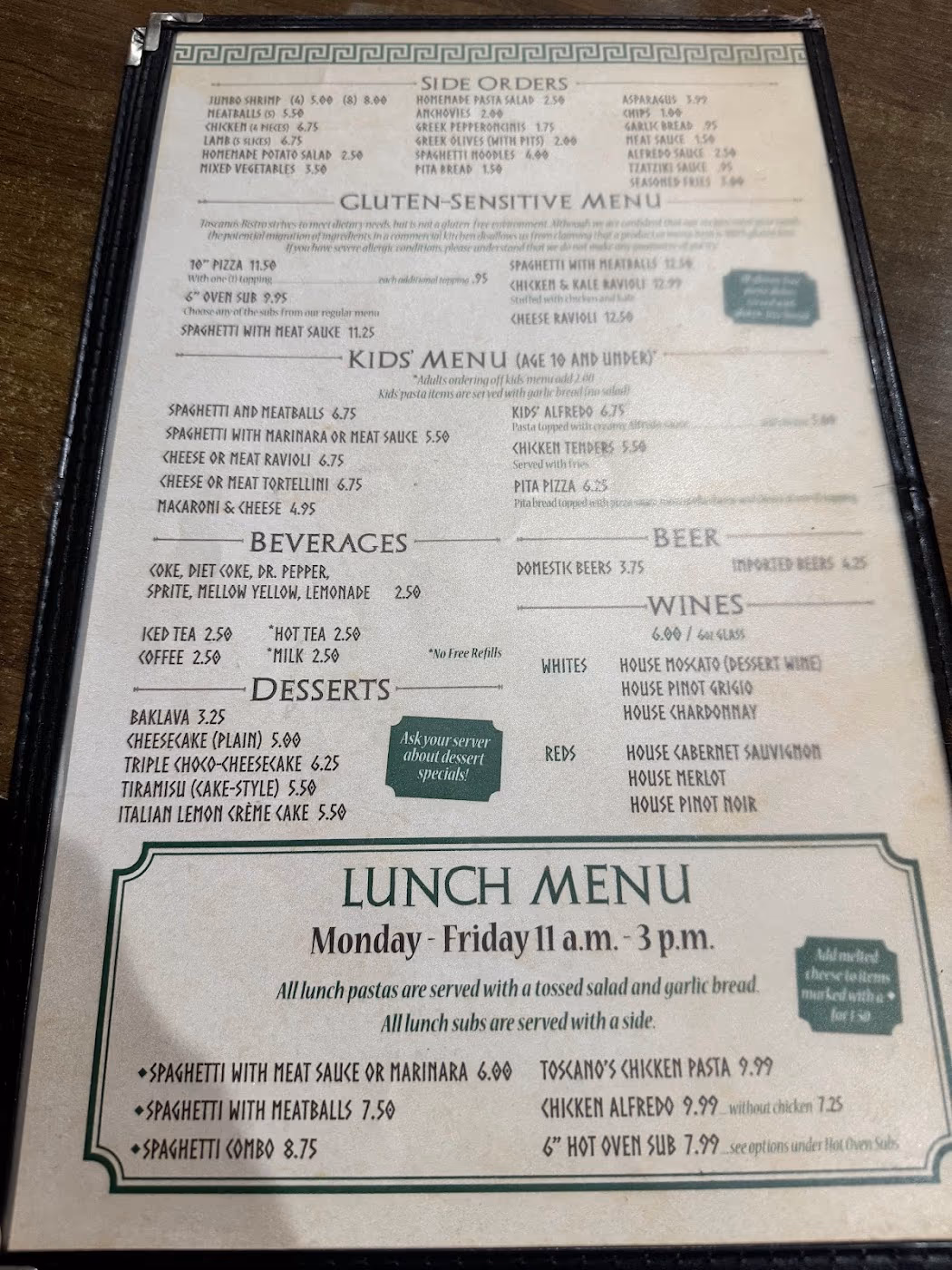 Toscanos Bistro | Italian
